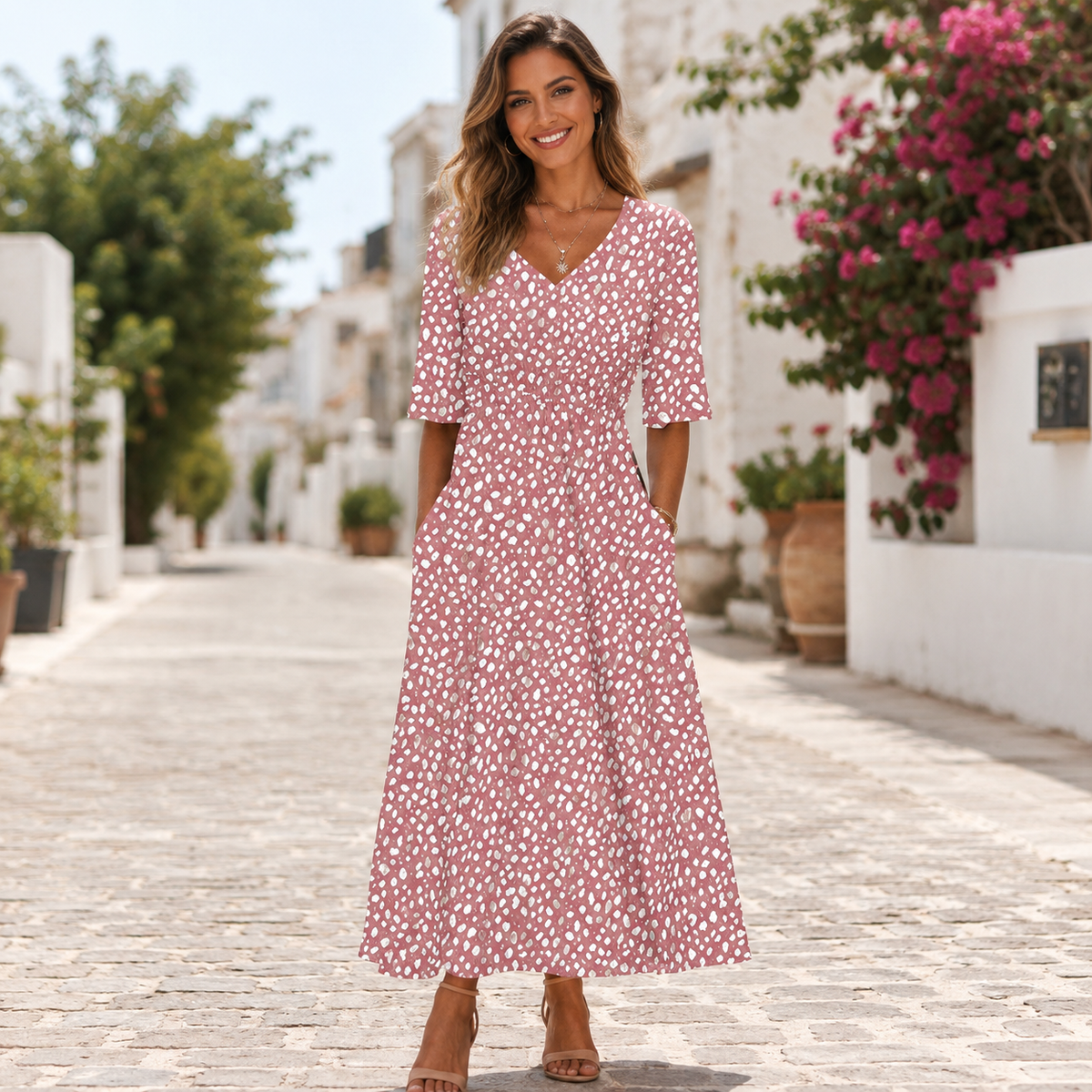 Francesca | Abito Midi Elegante Effetto Modellante